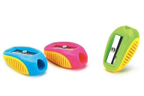 Ascutitoare simpla cu forme rotunjite si grip multicolore.
